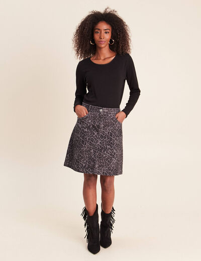 Jupe trap&egrave;ze courte gris ardoise femme