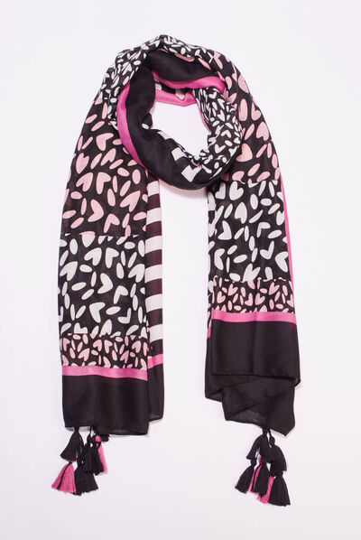 Foulard à pampilles noir femme