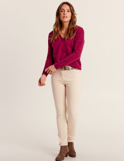 Pull manches longues rose fushia femme