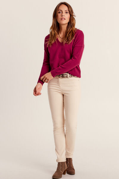 Pull manches longues rose fushia femme