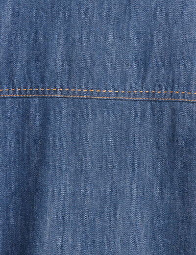 Veste courte droite manches longues denim stone femme