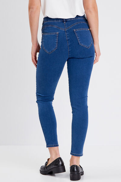 Pantalon léger taille haute 7/8ème denim double stone femme