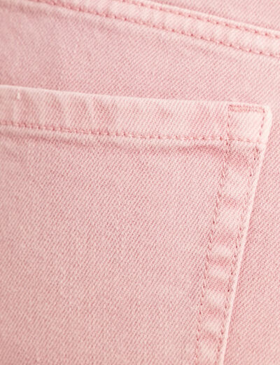Jean coupe large 7/8&egrave;me taille haute rose femme