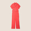 Combinaison fluide boutonn&eacute;e rouge corail femme