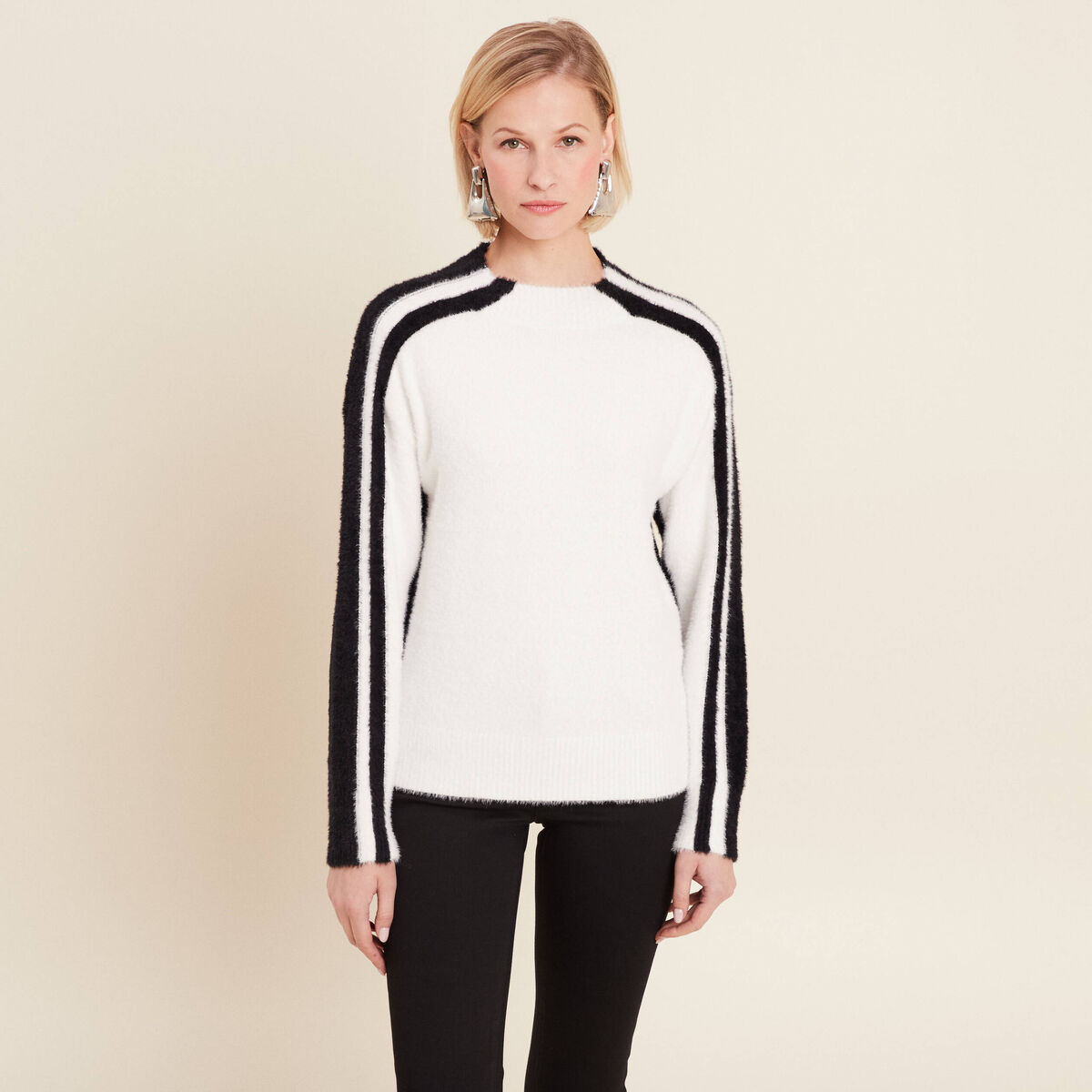 Pull manches longues blanc femme