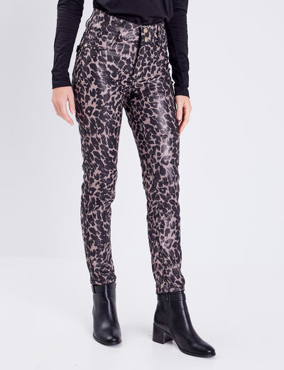 Pantalon ajusté réversible noir femme