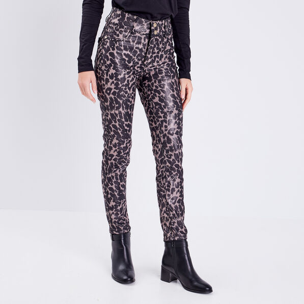 Pantalon ajusté réversible noir femme