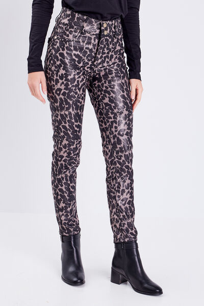 Pantalon ajusté réversible noir femme