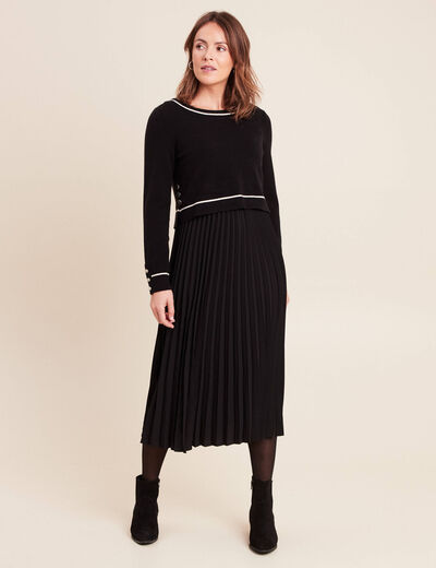 Robe longue &eacute;vas&eacute;e 2 en 1 noir femme