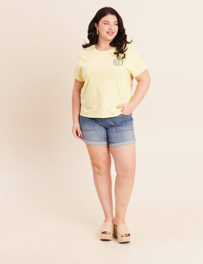 T-shirt droit manches courtes multicolore femme
