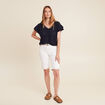 T-shirt cintré col V bleu foncé femme
