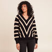 Pull droit court col v manches longues bleu femme