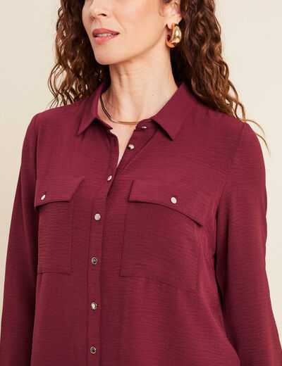 Chemise manches longues bordeaux femme