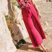 Pantalon coupe large portefeuille rose fushia femme