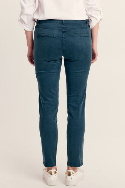 Pantalon ajusté bleu canard femme
