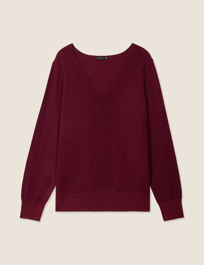 Pull manches longues bordeaux femme