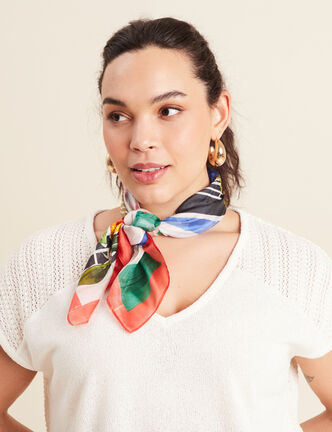Foulard 100% soie multicolore femme