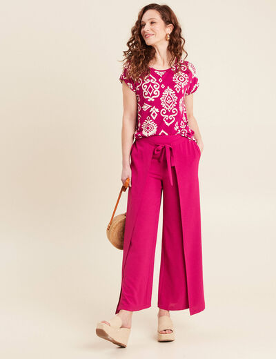 T-shirt manches courtes rose fushia femme