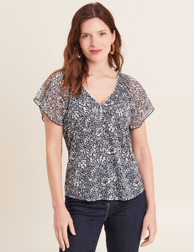 T-shirt manches courtes bleu femme
