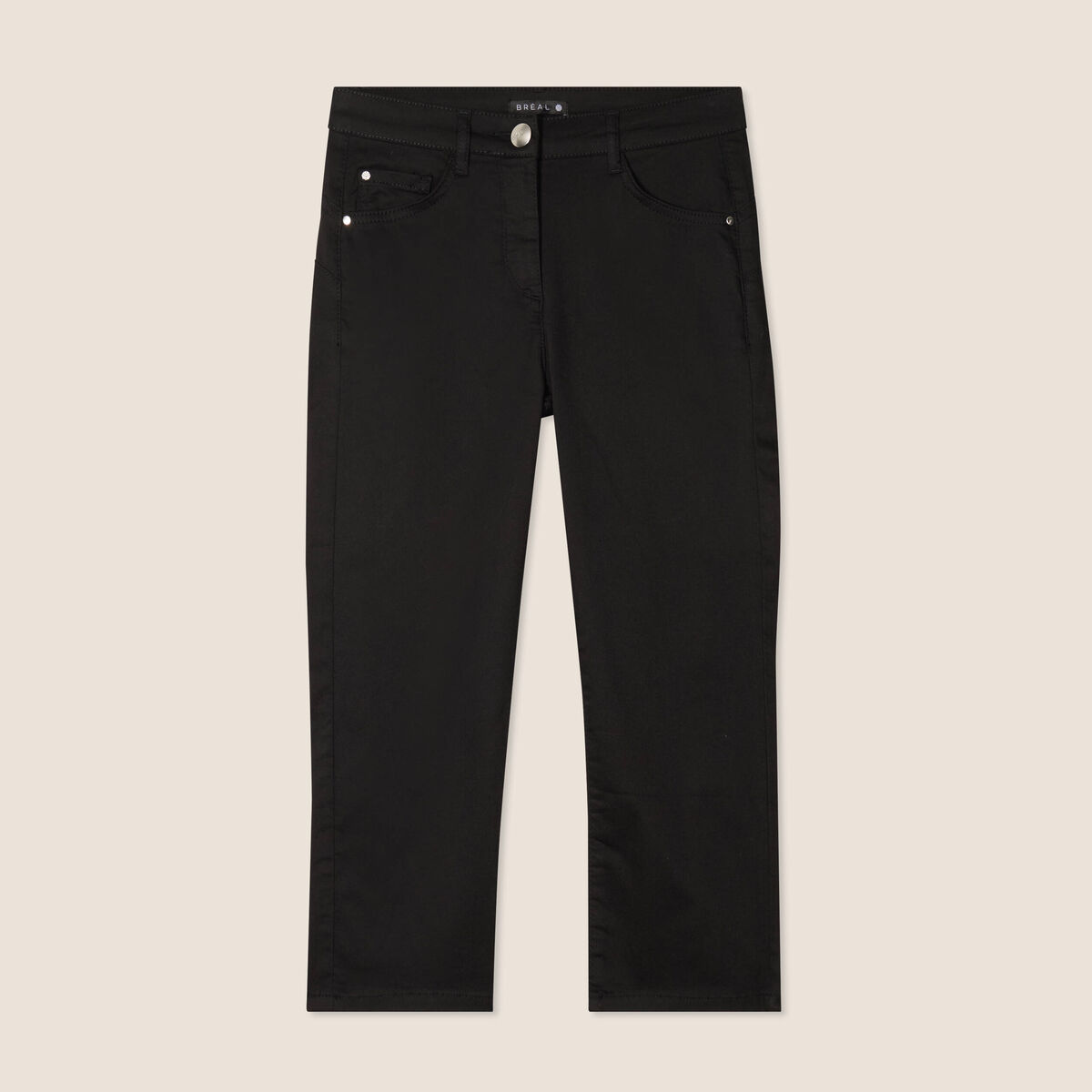 Pantacourt droit taille standard noir femme
