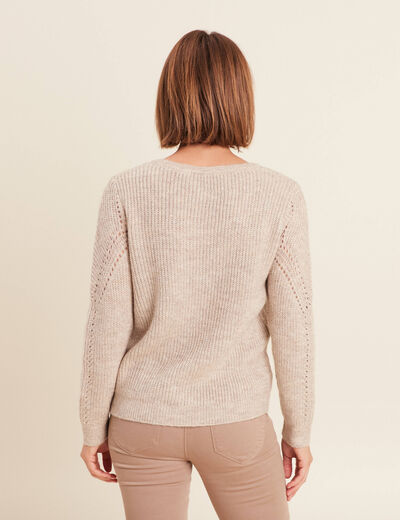 Pull manches longues beige femme