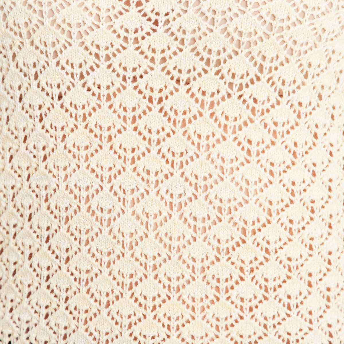 Pull manches longues ajouré jaune clair femme