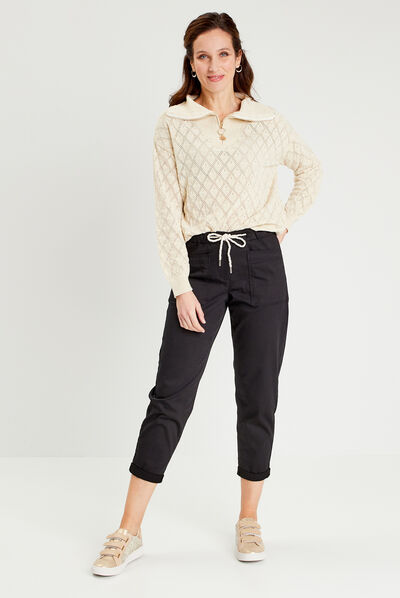 Pantalon flou à coulisse noir femme
