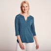 T-shirt manches 3/4 bleu foncé femme