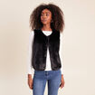 Gilet droit sans manches fausse fourrure noir femme