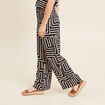 Pantalon large taille haute noir femme