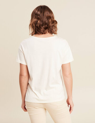 T-shirt manches courtes ecru femme