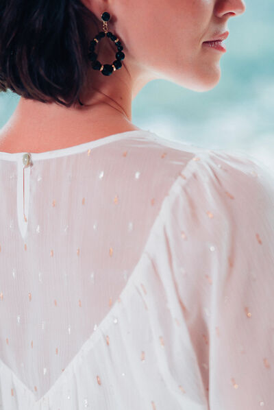 Blouse manches longues ecru femme
