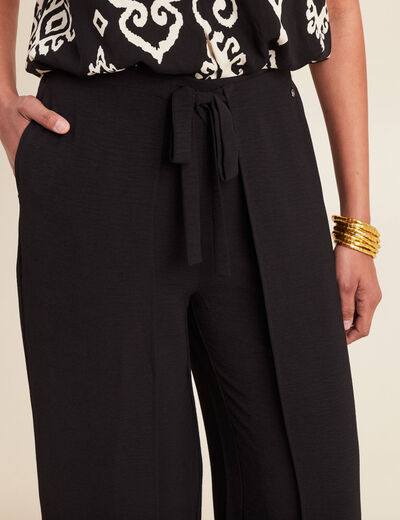 Pantalon coupe large portefeuille noir femme