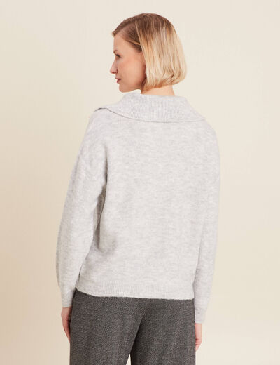 Pull manches longues à laçage gris clair femme