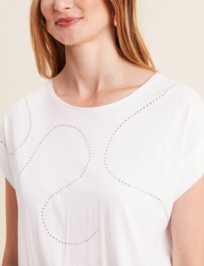 T-shirt manches courtes clous blanc femme