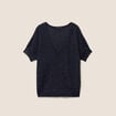 Pull col v bleu marine femme