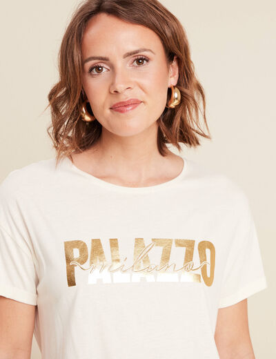 T-shirt manches courtes ecru femme