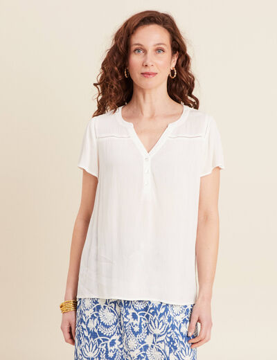 Blouse manches courtes ecru femme