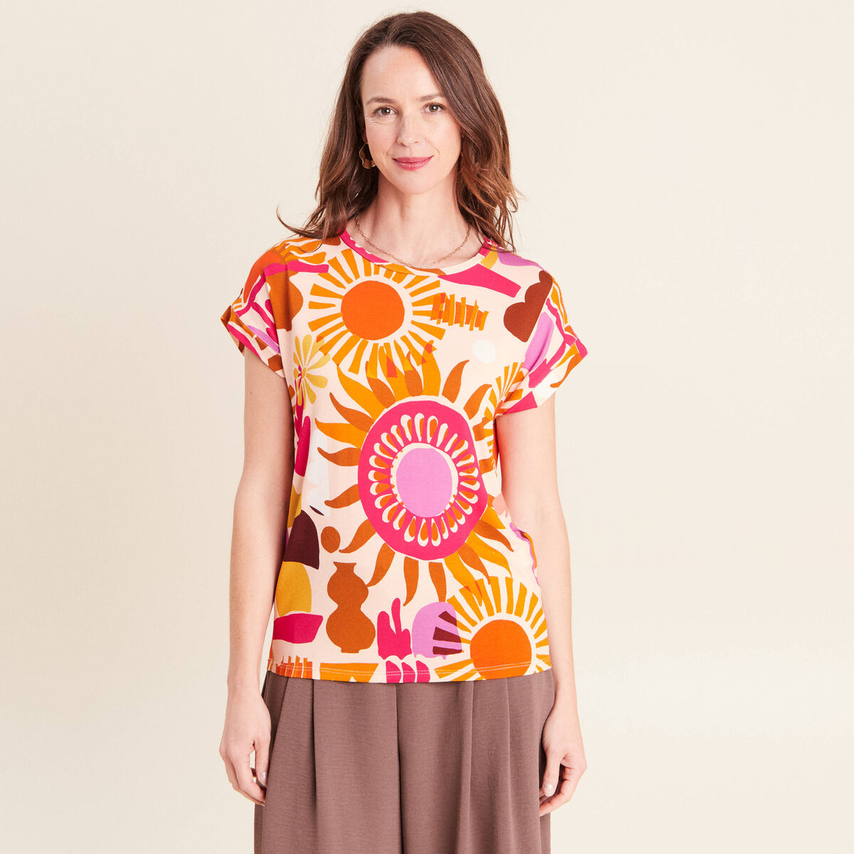 T-shirt manches courtes multicolore femme