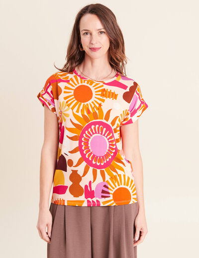 T-shirt manches courtes multicolore femme