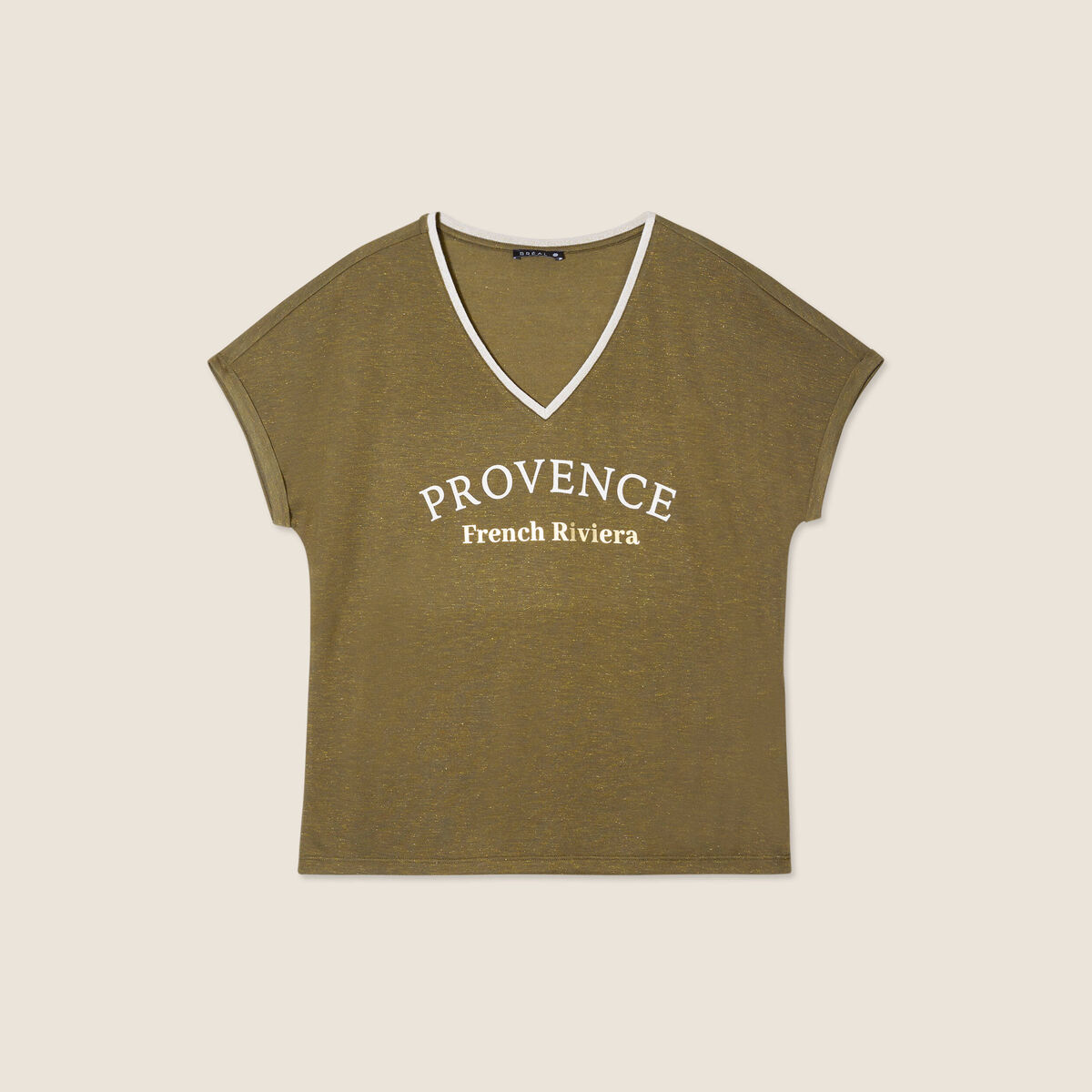 T-shirt manches courtes vert olive femme