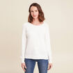 Pull col rond ecru femme