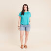 T-shirt col rond manches courtes vert turquoise femme
