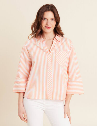 Chemise manches 3/4 orange femme