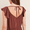 Robe longue &eacute;vas&eacute;e manches courtes marron femme