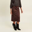 Jupe longue droite su&eacute;dine marron fonc&eacute; femme