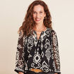 Blouse manches 3/4 noir femme
