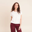 T-shirt col rond manches courtes doubl&eacute;e ecru femme