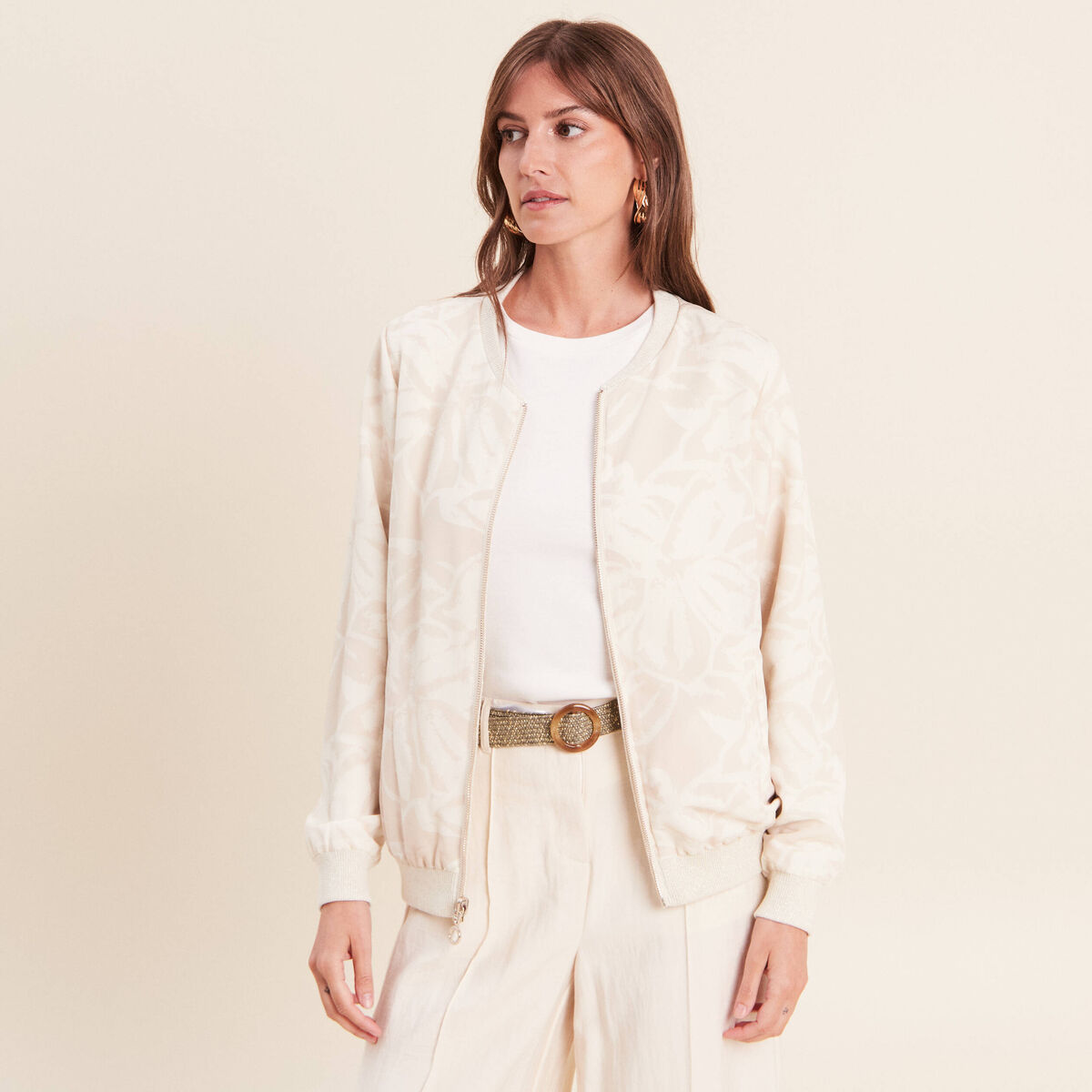 Gilet r&eacute;versible esprit bomber blanc femme