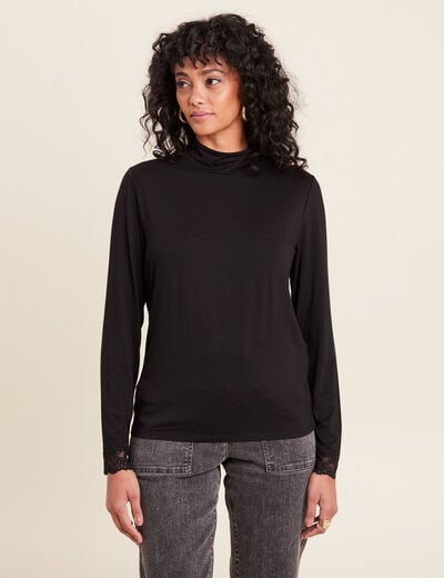 T-shirt thermo-douceur manches longues noir femme